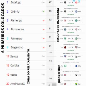 Botafogo abre frente de 14 pontos; Grêmio toma vice-liderança do Flamengo; Goiás vence mais uma e com goleada Fortaleza mantém o Santos no Z4