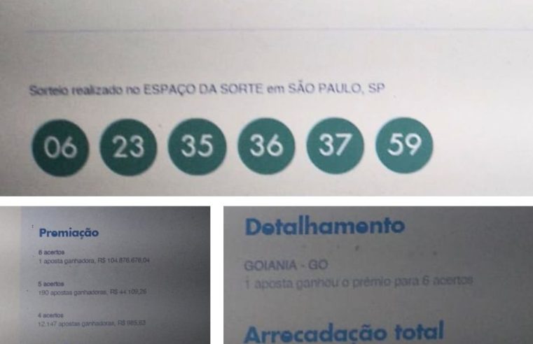 Aposta de Goiânia leva R$ 104 milhões da Mega Sena